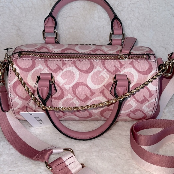 Guess Pink‎ and White Satchel with Gold Accents - Picture 12 of 16